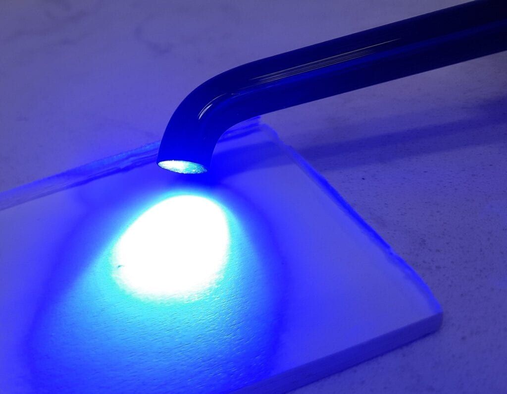 Blue curing light used by dentist